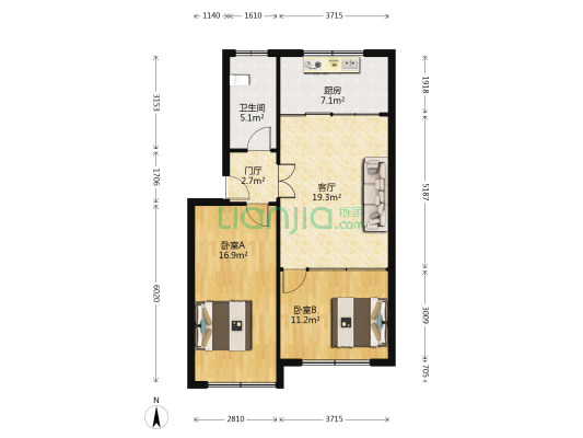 金珠花园 2室1厅1卫 78平方