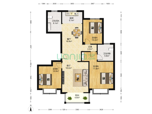 恒达阳光城(长葛市) 3室2厅2卫 139平方