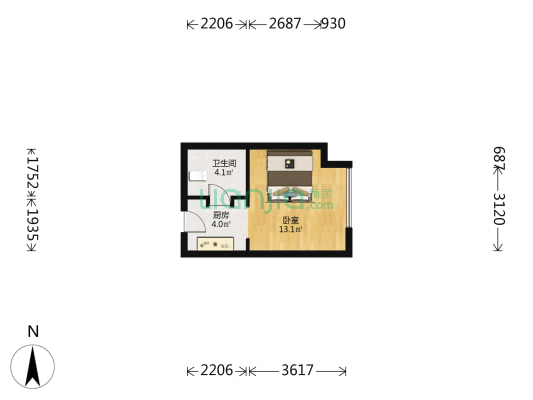 未来时间 1室0厅1卫 33平方