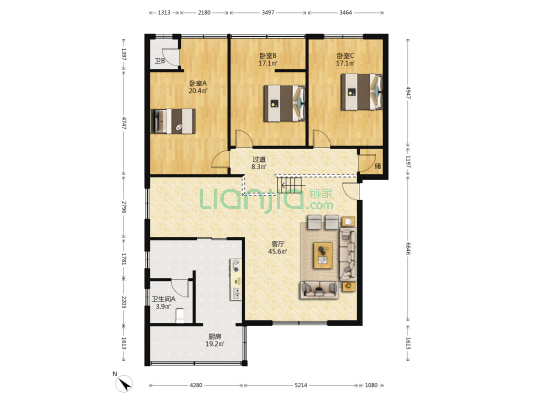 民政局宿舍 3室1厅2卫 150平方