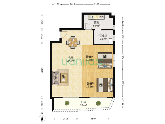 金虹大厦 2室1厅1卫 86平方