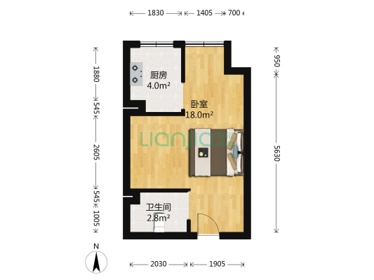 金悦洋商业公园 1室0厅1卫 36平方