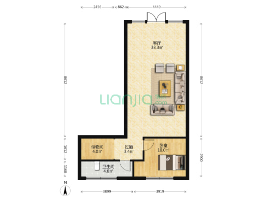 瑞龙商业广场 1室1厅1卫 68平方