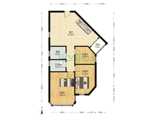 新基商住楼 3室1厅1卫 92平方