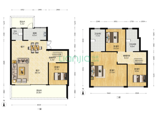 怡心半岛 4室1厅3卫 162平方