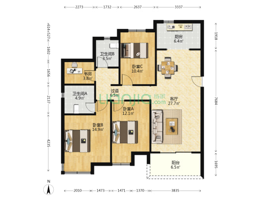 高淳雅居乐花园 4室1厅2卫 127平方