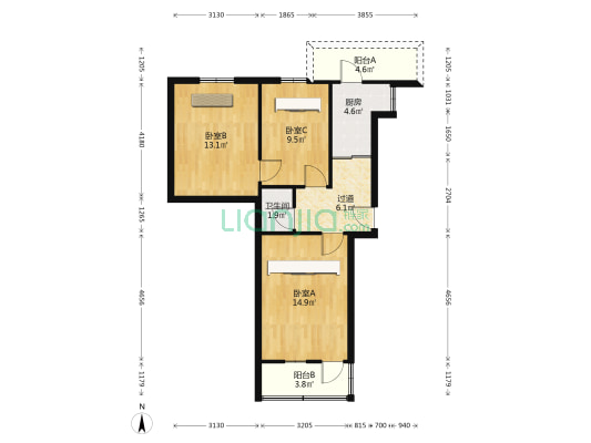 龙山路商住楼 3室0厅1卫 63平方
