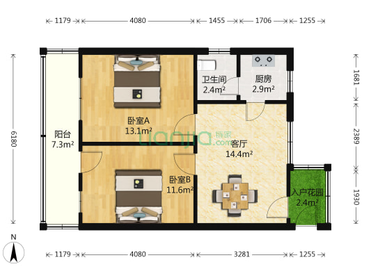 体育街82号院 2室1厅1卫 60平方