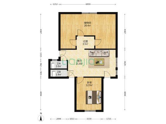 古乐巷4号 1室1厅2卫 135平方