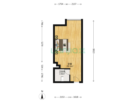 嘉裕广场 1室0厅1卫 46平方
