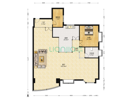 联盟国际 1室1厅1卫 210平方