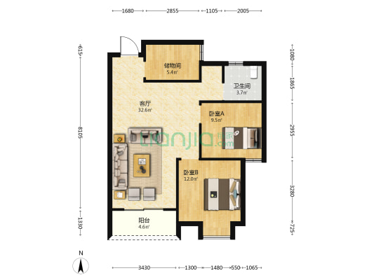 资福佳苑 2室1厅1卫 89平方