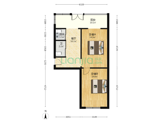 中国石油F西小区 2室1厅1卫 61平方