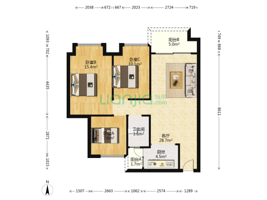 融创溪湾首府 3室1厅1卫 93平方