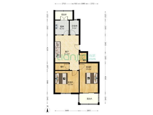 天穆顺义里 2室1厅1卫 81平方