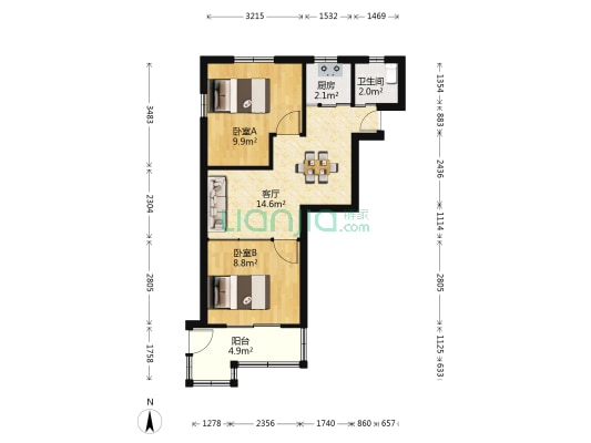育新新村 2室1厅1卫 50平方