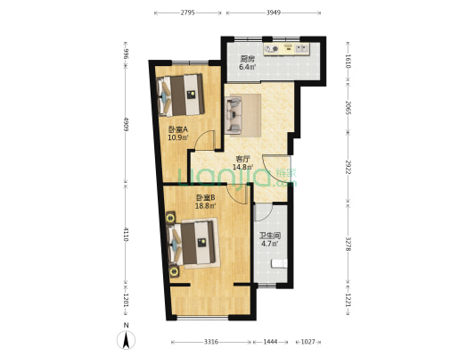 华府怡景 2室1厅1卫 79平方