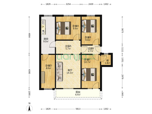 里仁巷新9号 4室1厅0卫 92平方