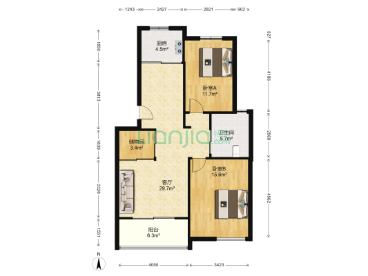 大华锦绣华城桂美颂 2室1厅1卫 90平方