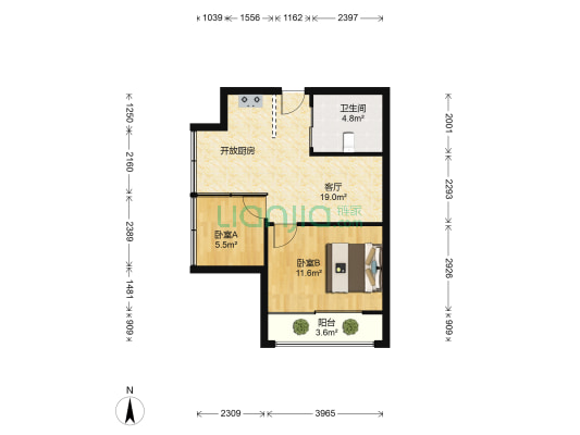 智富城 2室1厅1卫 75平方