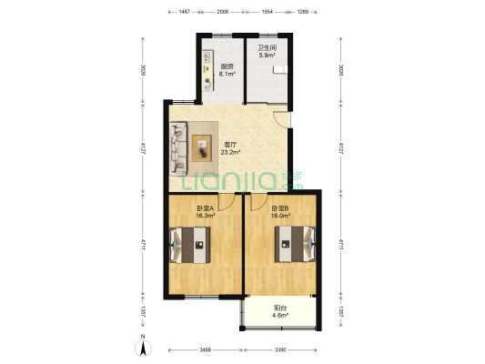 柏木苑 2室1厅1卫 93平方