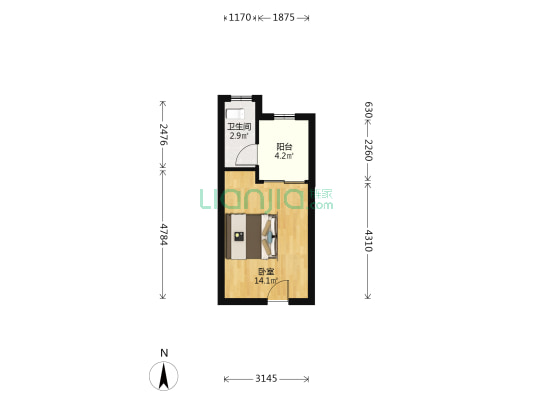光辉国际 1室0厅1卫 29平方