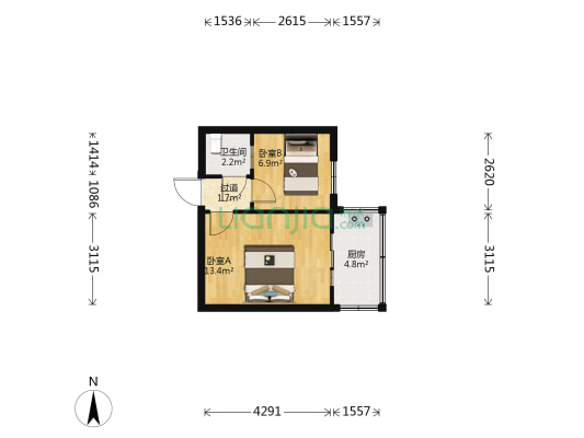 益民街（三八广场） 2室0厅1卫 34平方