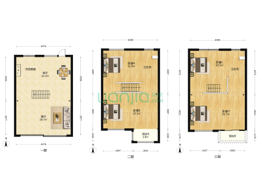 中联悦江山 4室2厅1卫 198平方