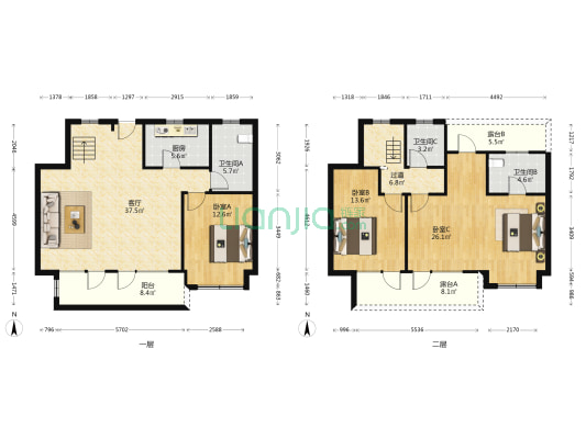 保利科创紫荆阁三期 3室1厅3卫 165平方