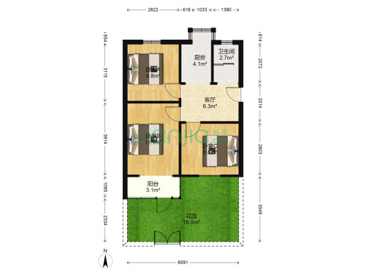 中岗三村 3室1厅1卫 69平方