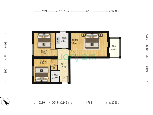 新开路16号院 3室1厅1卫 0平方