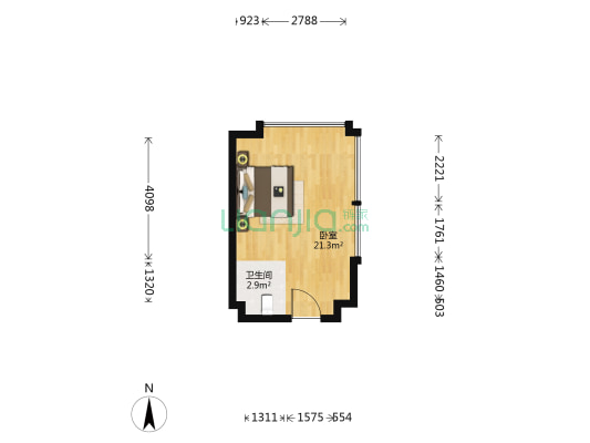 达得利悦江公馆 1室0厅1卫 33平方