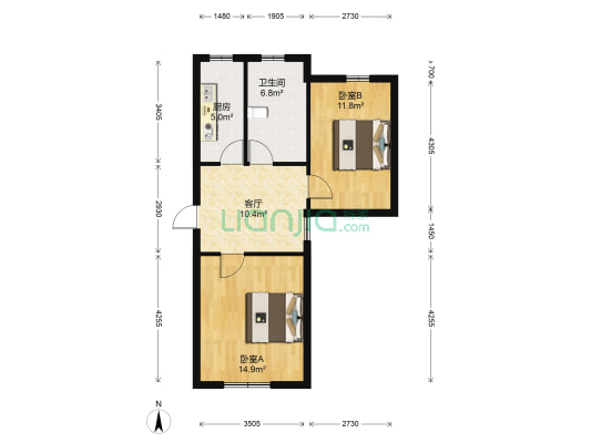 同兴街41号 2室1厅1卫 61平方