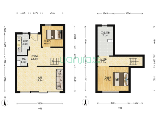 中南菩悦春山听湖院 2室1厅2卫 76平方