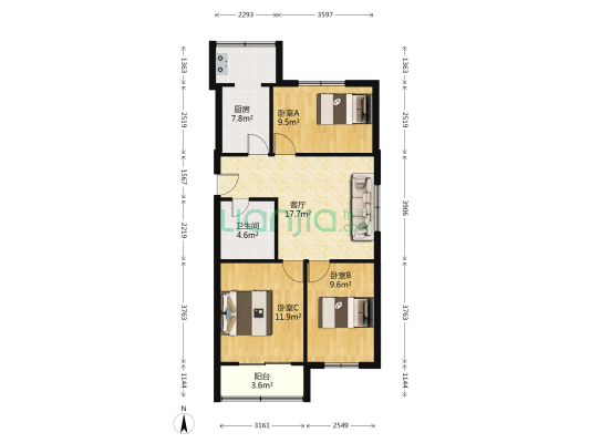 新开街西一巷 3室1厅1卫 76平方