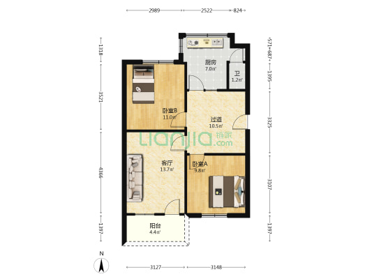 纪念塔巷3号 2室1厅1卫 69平方
