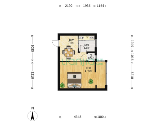 书林街新桥村 1室1厅1卫 35平方