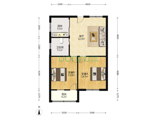 镇府路28号 2室1厅1卫 78平方