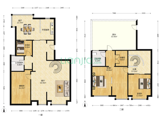 黄龙雅苑 3室2厅2卫 226平方