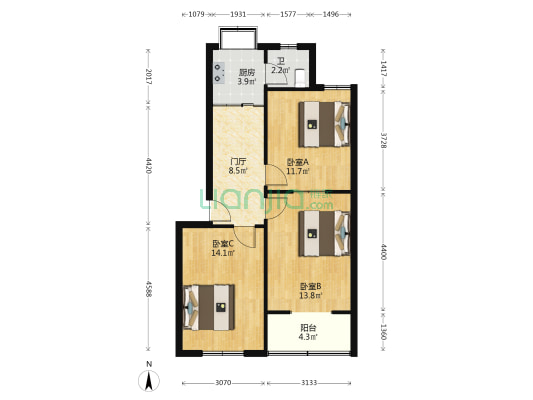 公交公司农业路东4号院 3室0厅1卫 70平方
