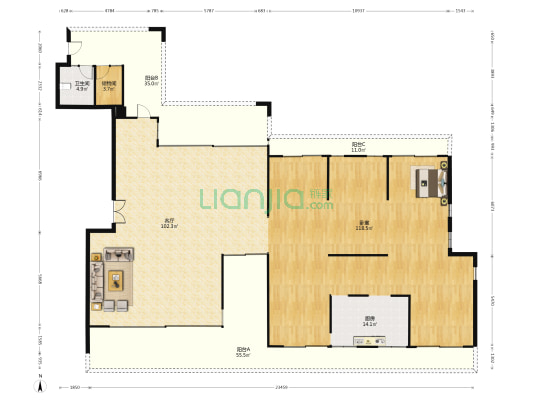 华凯帝庭园 1室1厅1卫 360平方