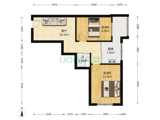 青浦路355号 2室1厅1卫 61平方