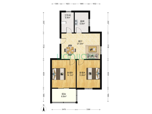 长桥新村 2室1厅1卫 80平方
