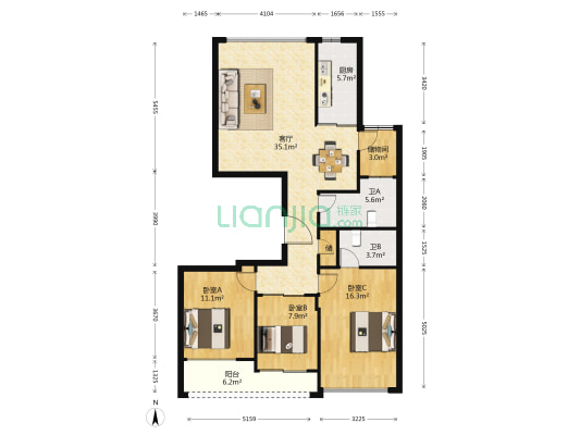 国际华府 3室1厅2卫 90平方
