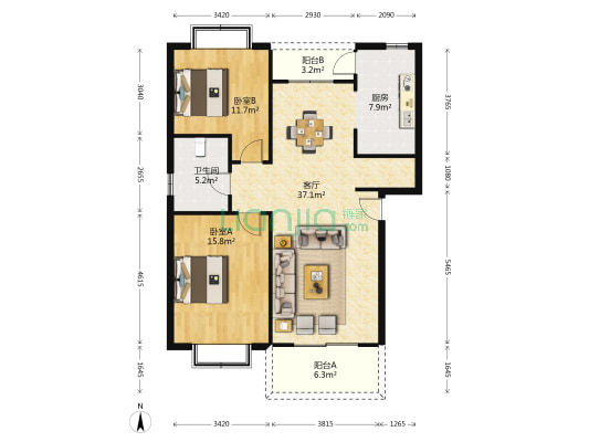 甘霖坊 2室1厅1卫 102平方