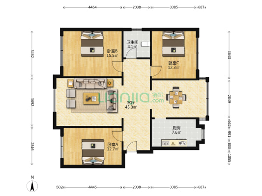 东环路五巷59号 3室1厅1卫 114平方