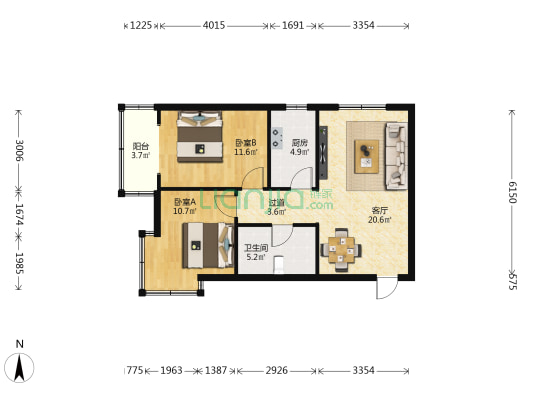 裕昌蓝庭 2室1厅1卫 81平方