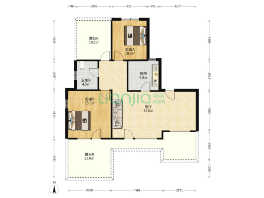 此房 南北通透 全天采光，一梯一户电梯洋房-户型图