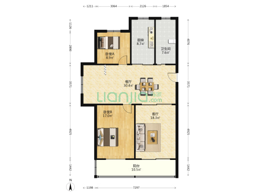 长江路833号 2室2厅1卫 115平方
