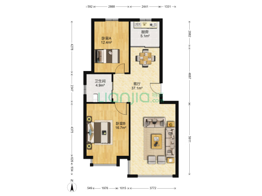 书院六村 2室1厅1卫 89平方